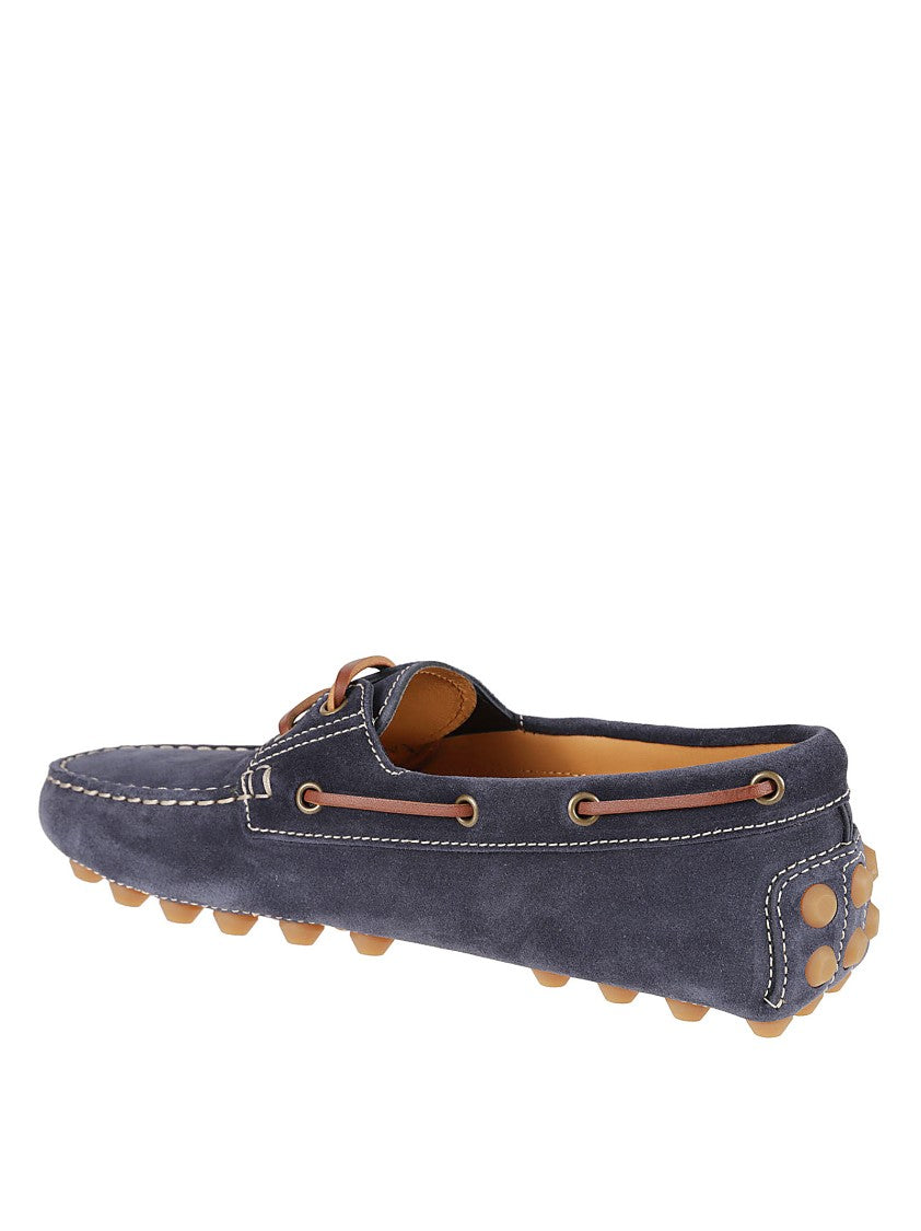 Tod's Blue Calfskin Flat Shoes