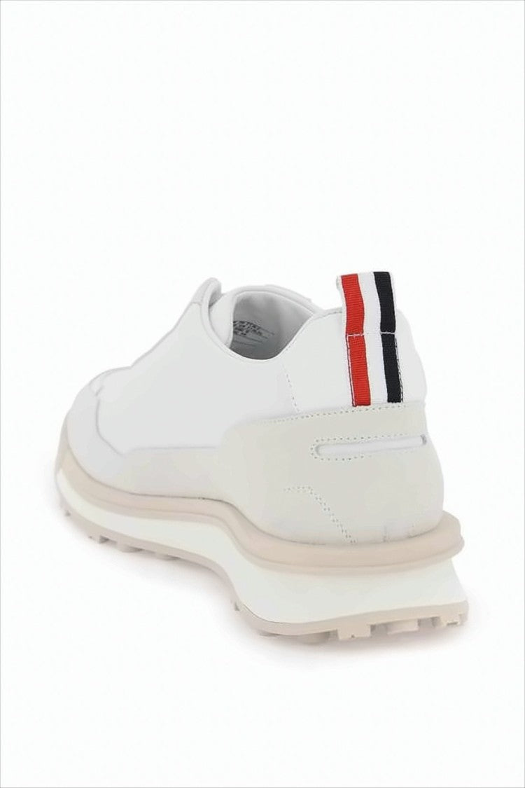 Thom Browne White Low-Top Sneakers With Tricolor Stripe Detail