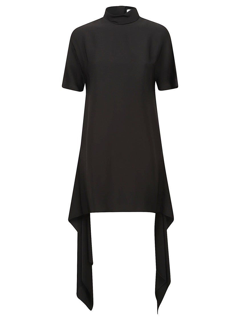 Alaïa Asymmetrical Hem Mini Dress With High Neckline