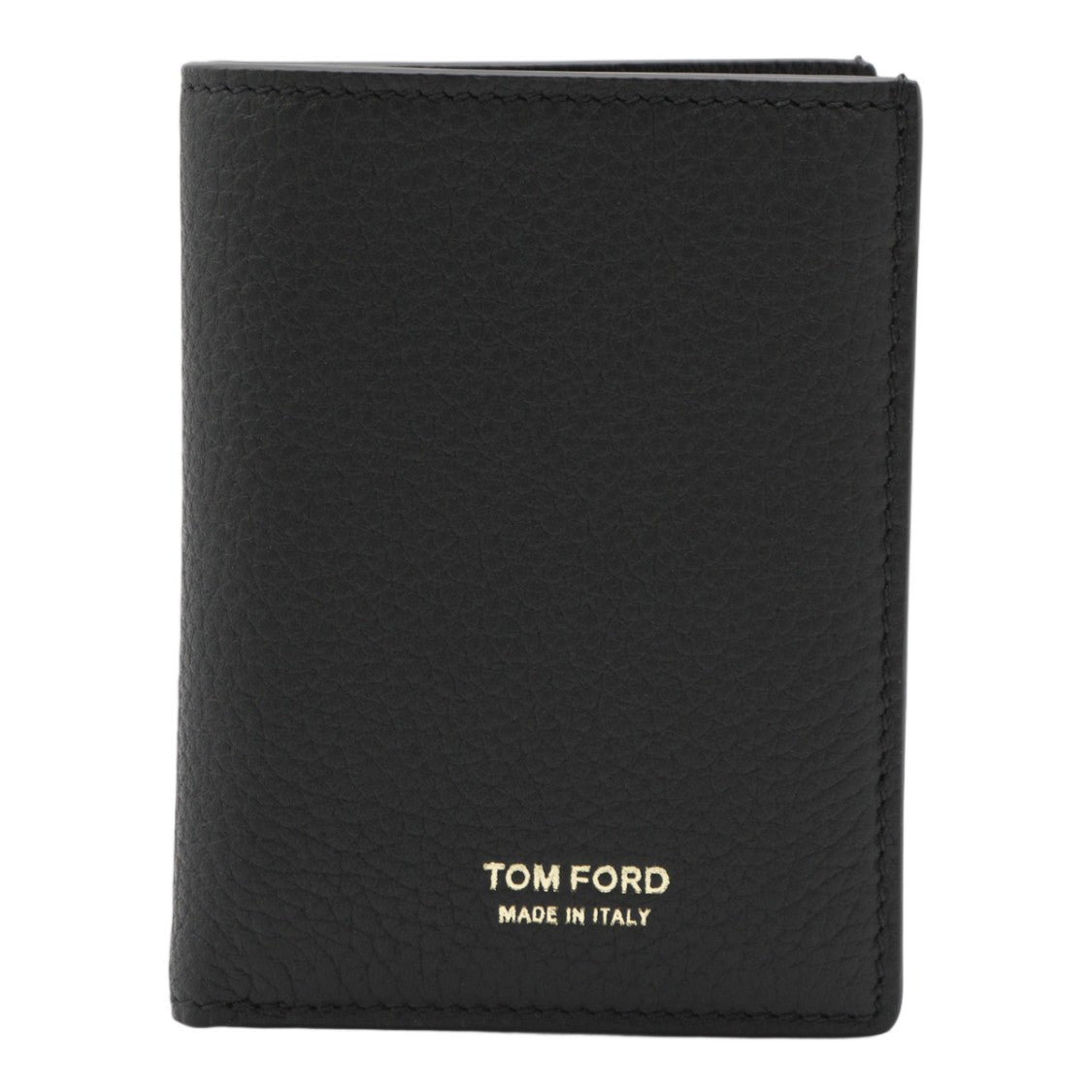 Tom Ford Bifold Black Wallet With Textured Leather And Gold-Tone Logo
