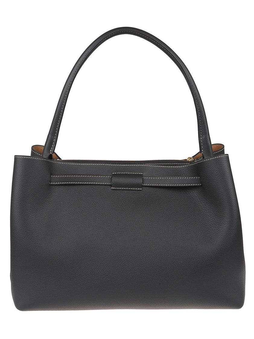 Tod's Structured Handbag In Textured Black Leather