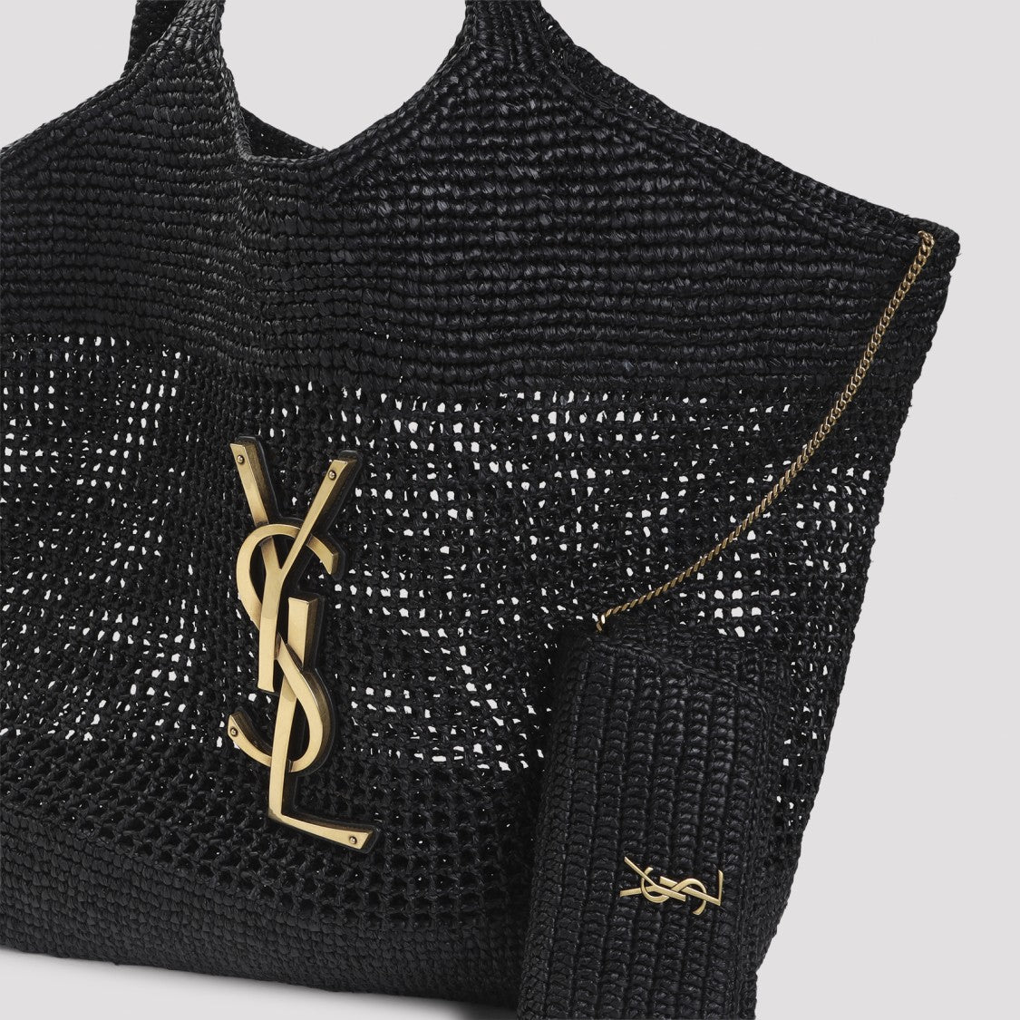 Saint Laurent Woven Raffia Tote Bag