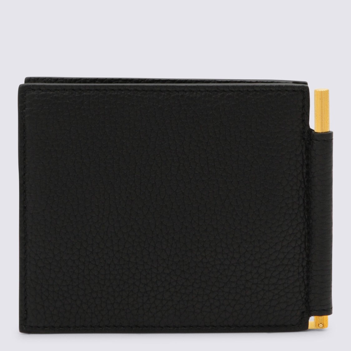 Tom Ford Compact Bifold Wallet With Textured Leather And Gold Accents