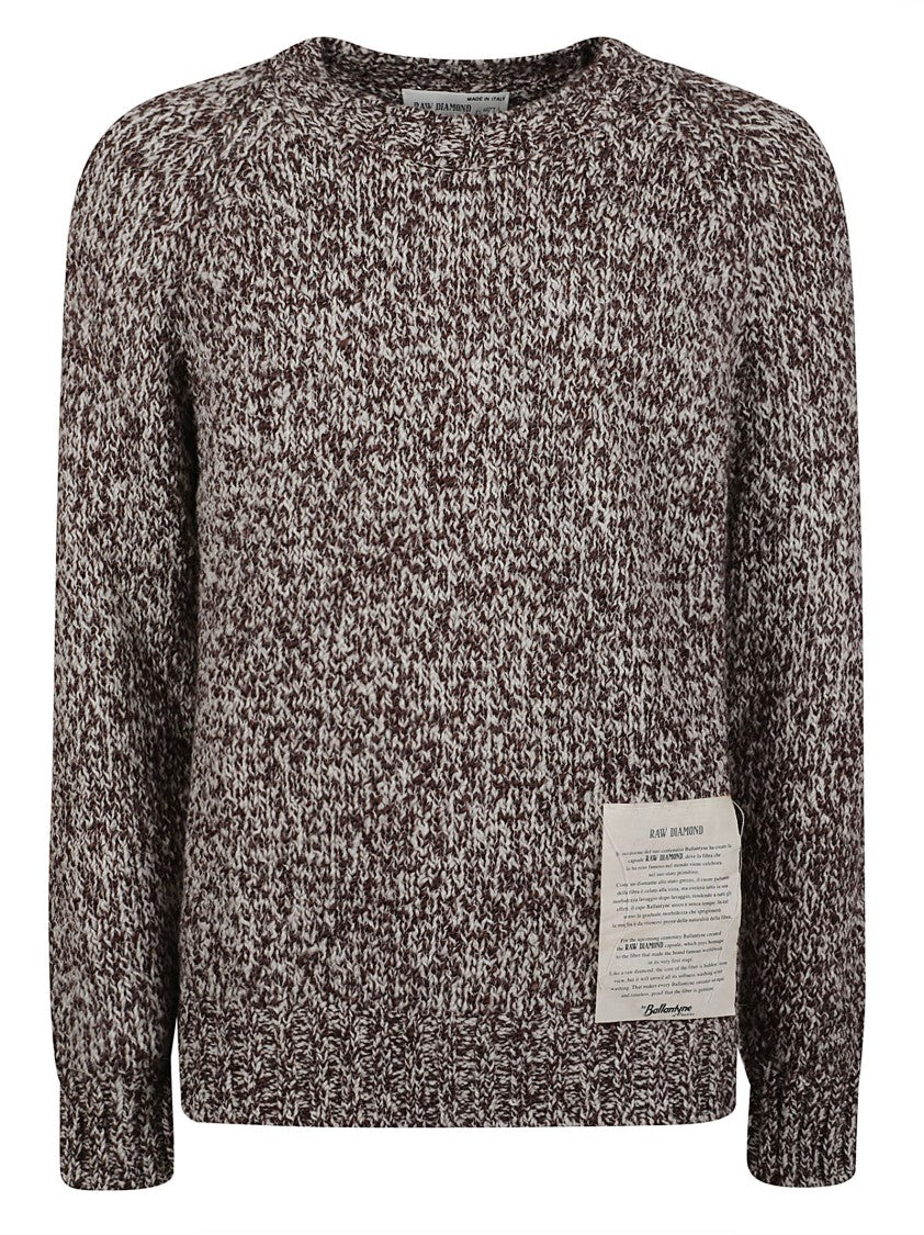 Ballantyne Raw Diamond Textured Knit Crewneck Wool-Blend Sweater