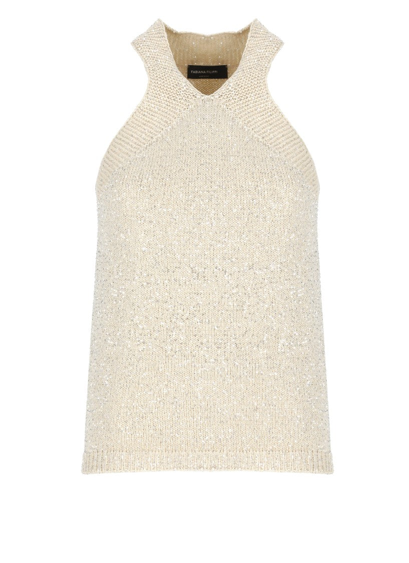 Fabiana Filippi Beige Cotton Blend Top