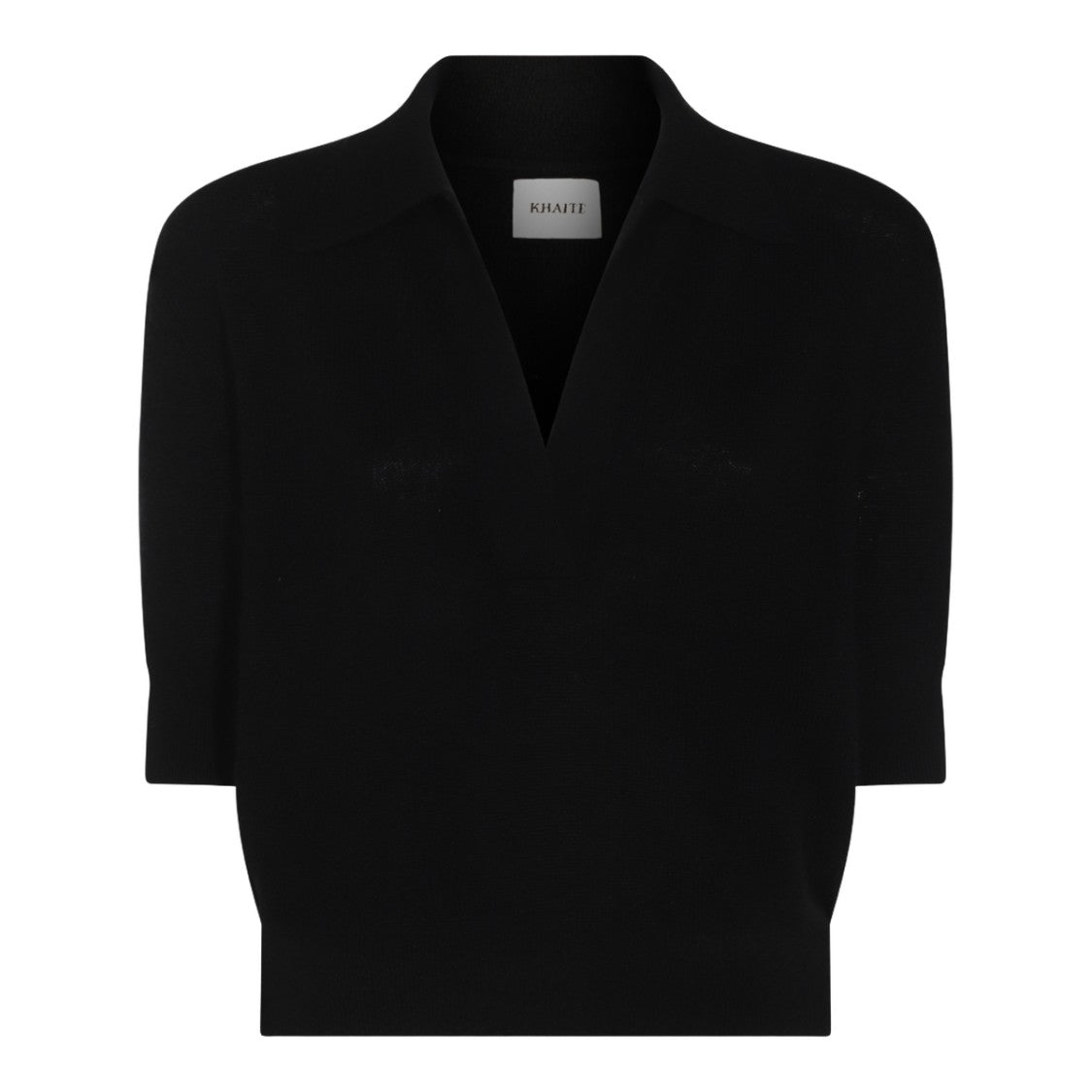 Khaite Deep V-Neck Black Short-Sleeved Top