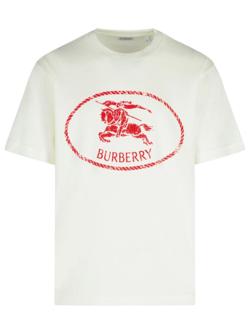 Burberry White Cotton Blend T-Shirt