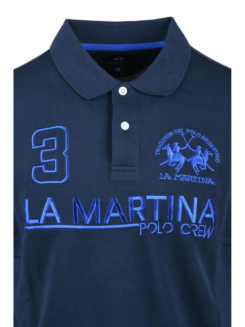 La Martina Blue Cotton Polo