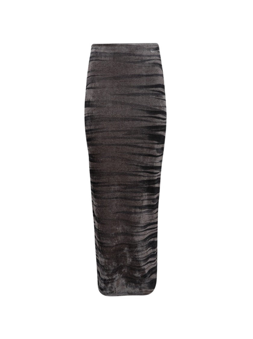 Alexander Wang Digital Animal Print Chenille Skirt Soft Grey