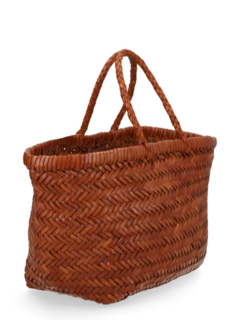 Dragon Diffusion Warm Brown Triple Jump Small Leather Tote Bag