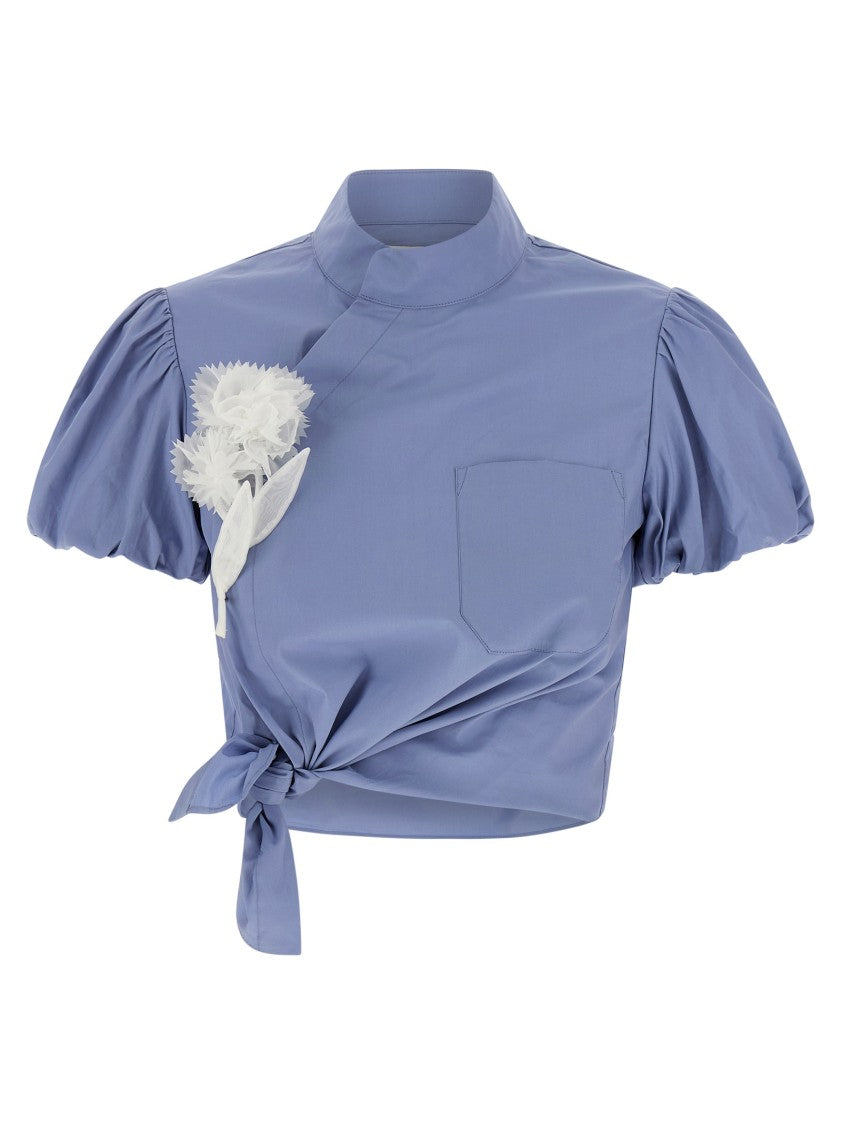 Self-Portrait 'Blue Cotton Tie Side' Top