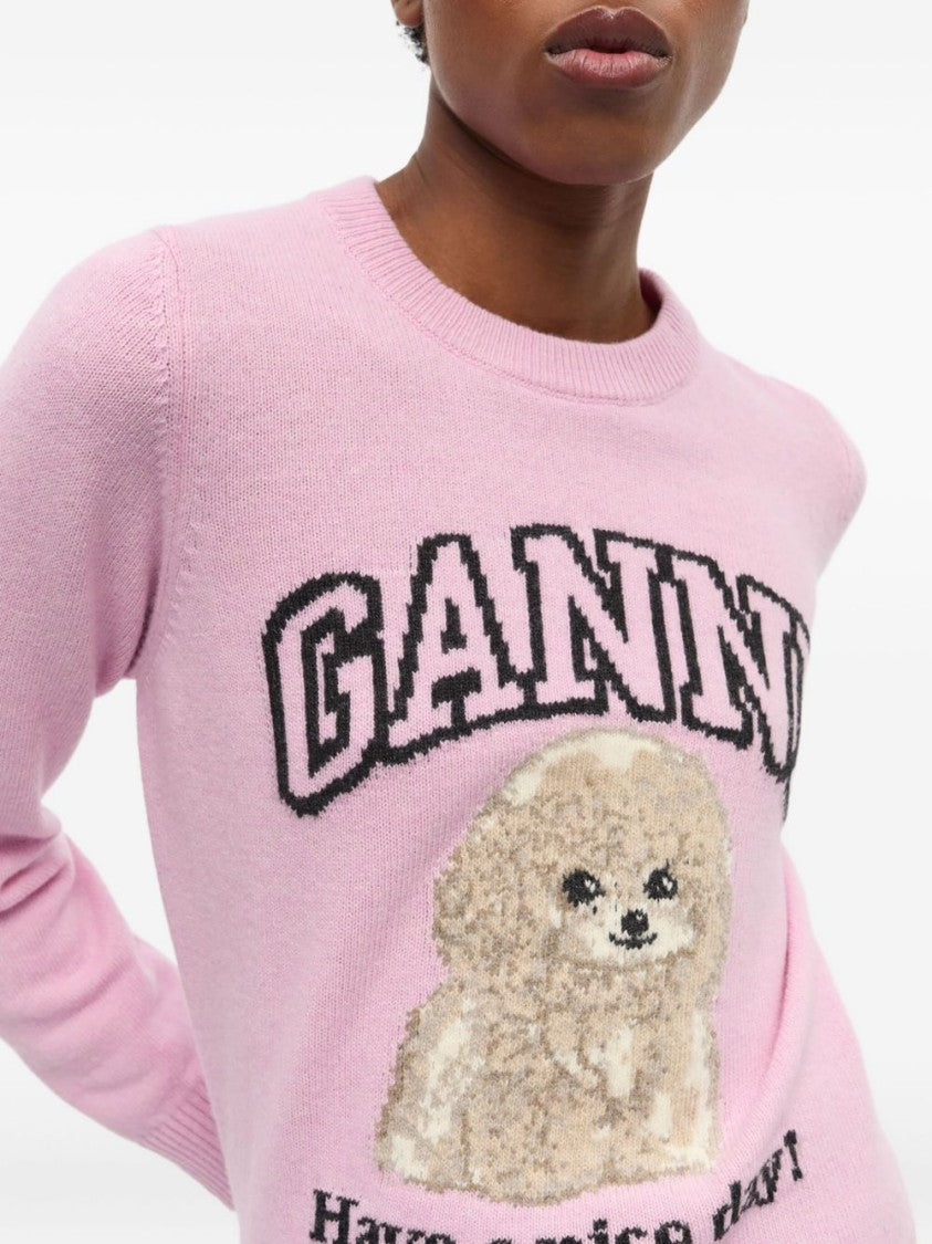 Ganni Light Pink Wool Blend Sweater