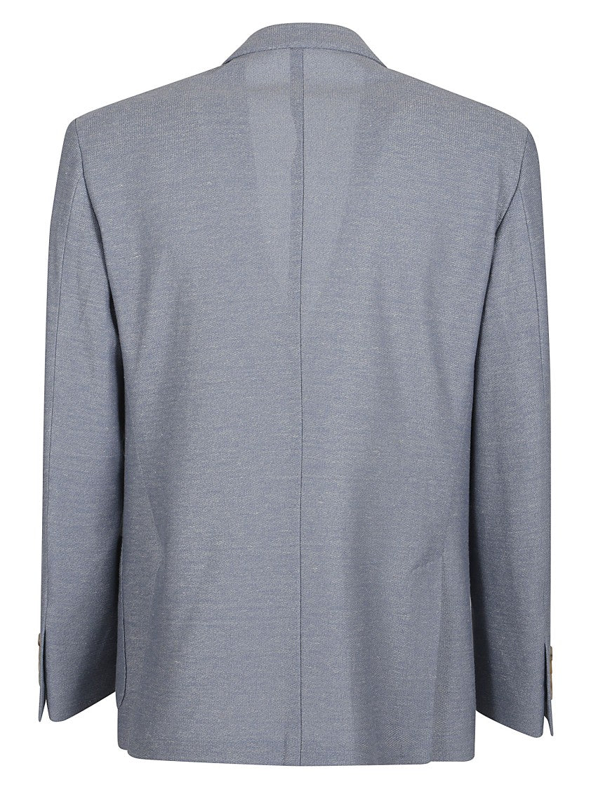 Eleventy Tailored Blue Cotton Jacket With Notch Lapel
