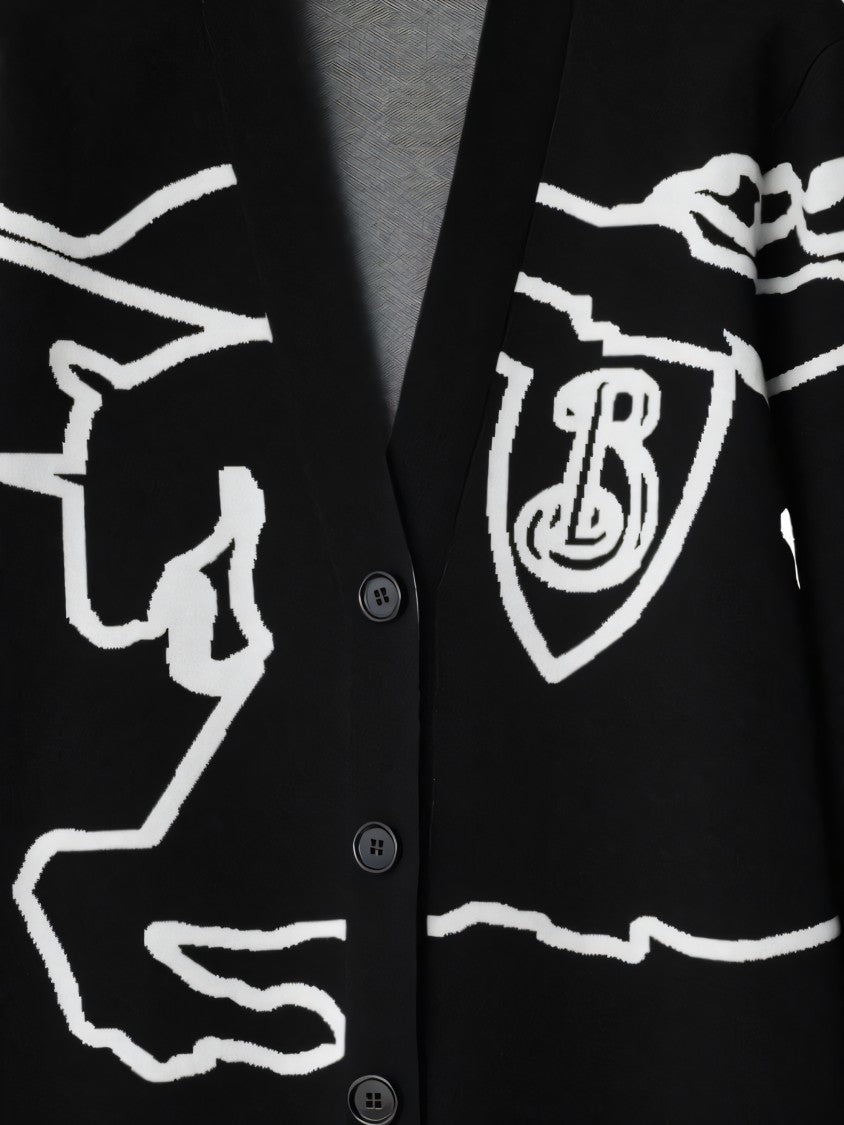 Burberry Graphic Patterned Cardigan With Deep V-Neckline
