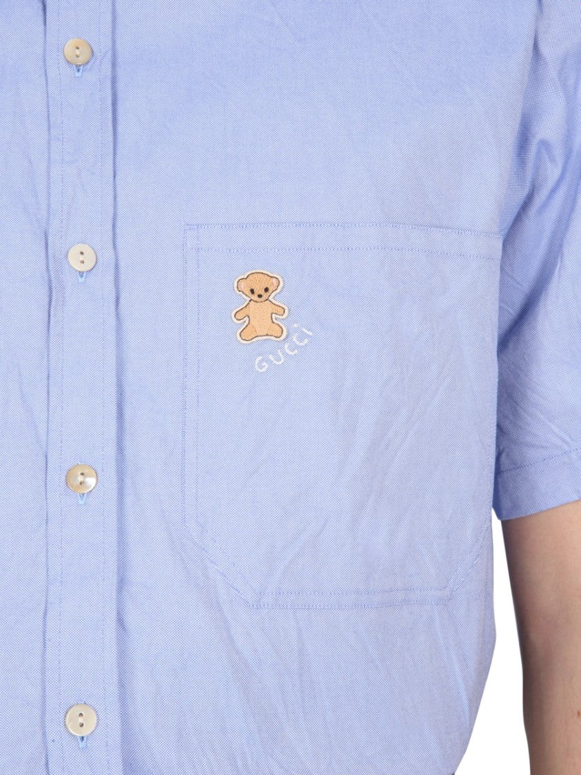Gucci Casual Shirt With Bear Embroidery On Pocket