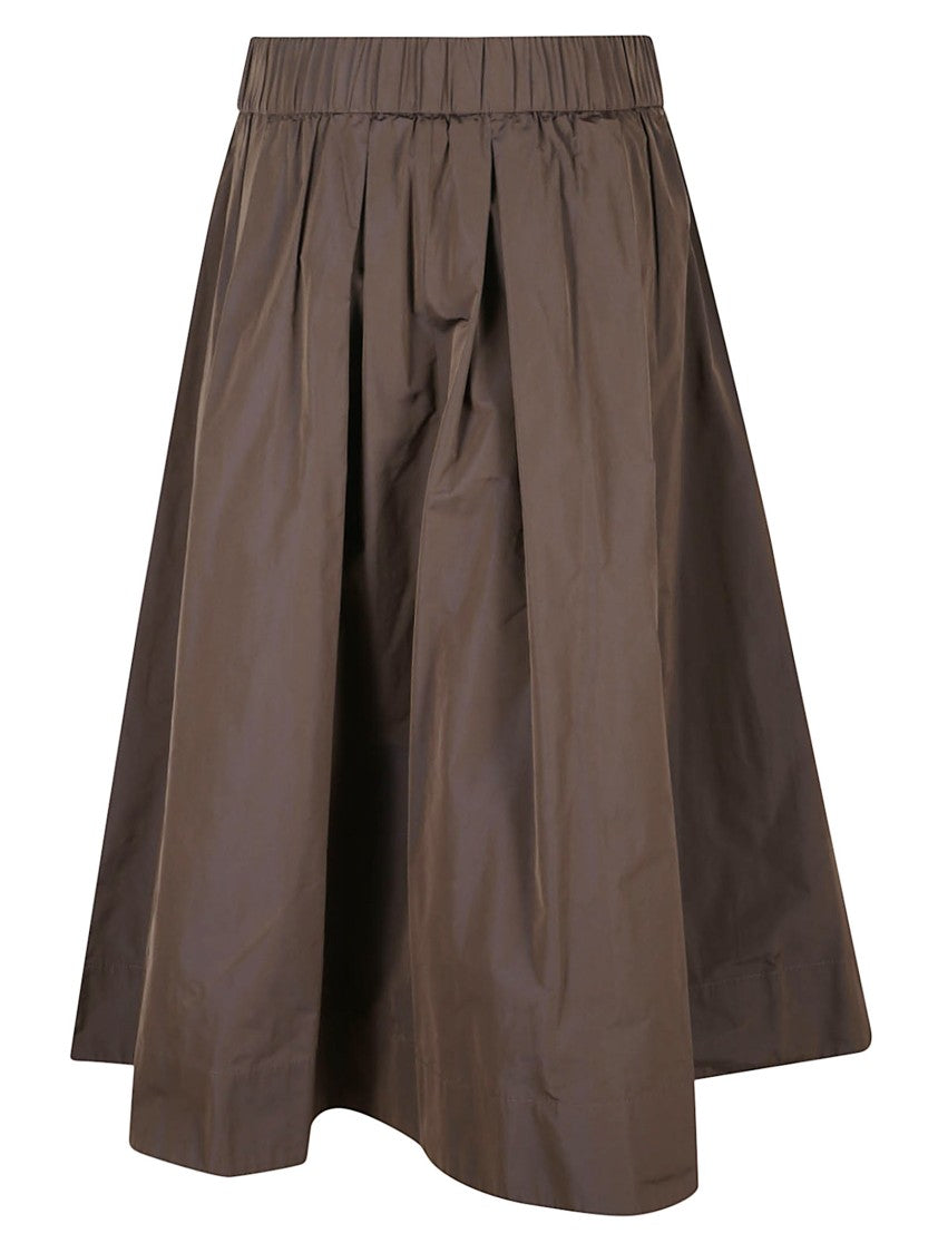 Peserico Pleated Brown Maxi Skirt With Flowy Silhouette