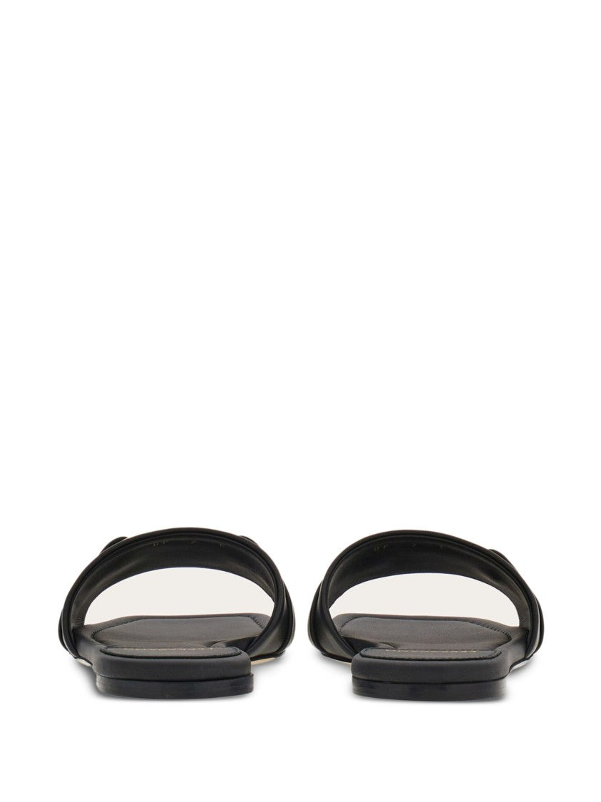 Salvatore Ferragamo Black Leah Gancini Ornament Leather Sandals