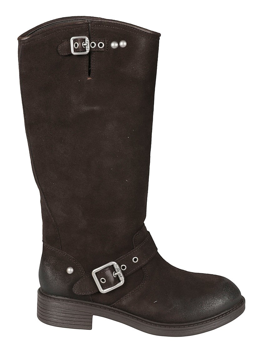 Ash Freesia Mid-Calf Buckled Suede Boots