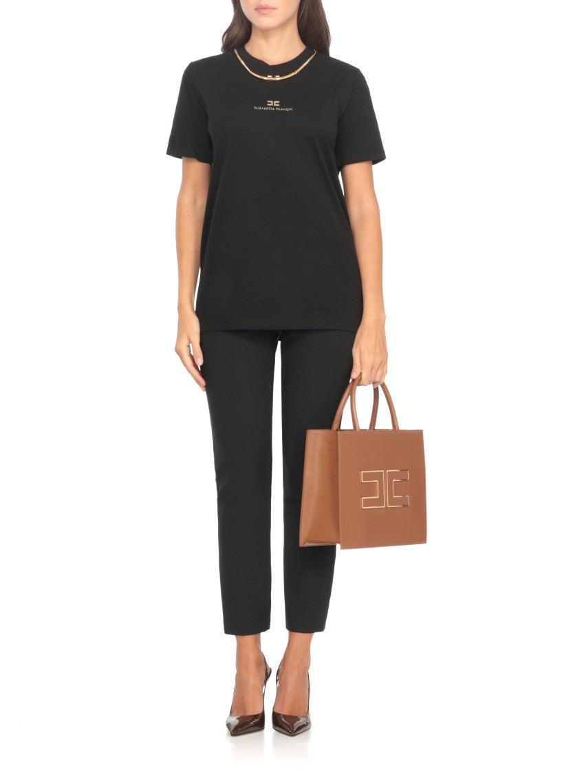 Elisabetta Franchi Cotton T-Shirt With Embossed Logo