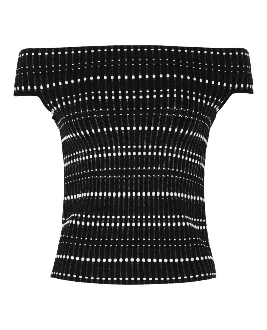 Alexander Mcqueen Off-The-Shoulder Stitch Dot Crop Top