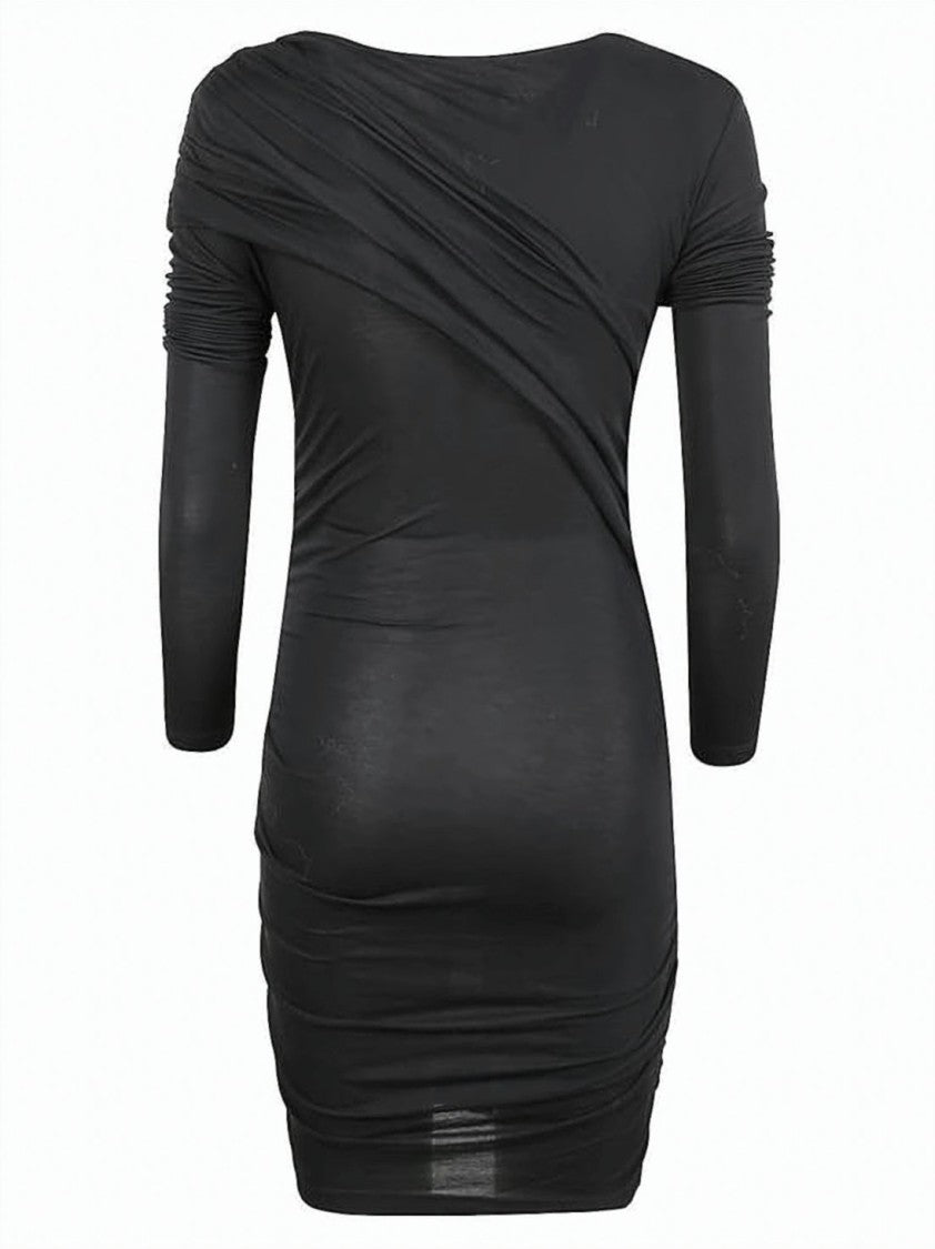 Isabel Marant Ruched Fitted Midi Dress With Asymmetrical Neckline