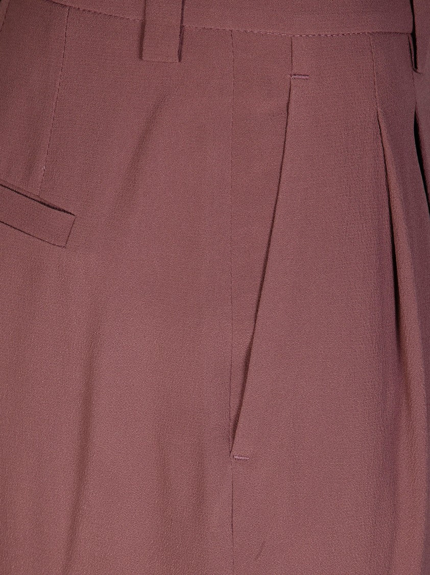 Incotex Burgundy Crepe Elodie Pleated Pants