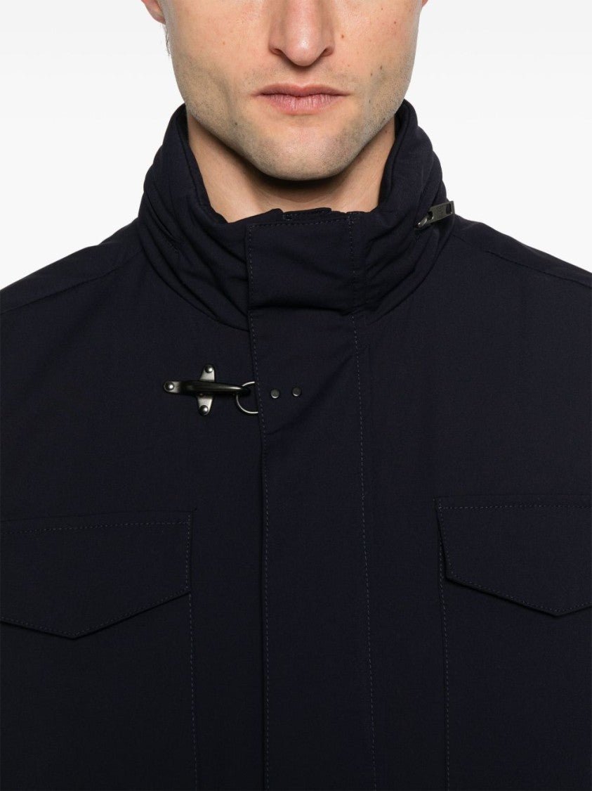 Fay Functional Navy Blue Hooded Jacket