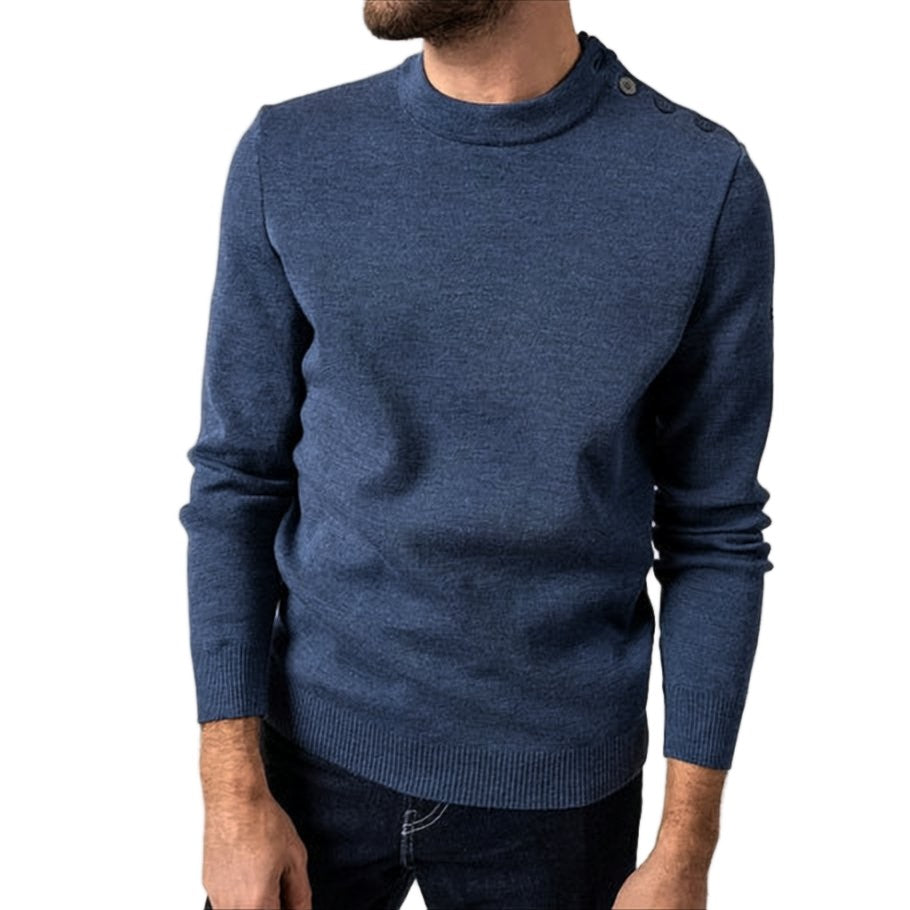 Saint James Wool Sweater With Button Detailing And Ribbed Cuffs