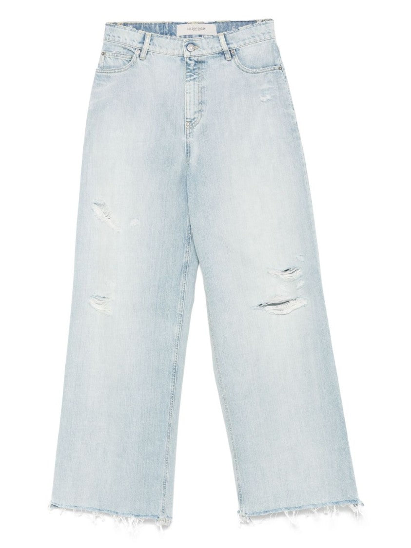 Golden Goose Relaxed Wide-Leg Jeans With Ripped Detailing