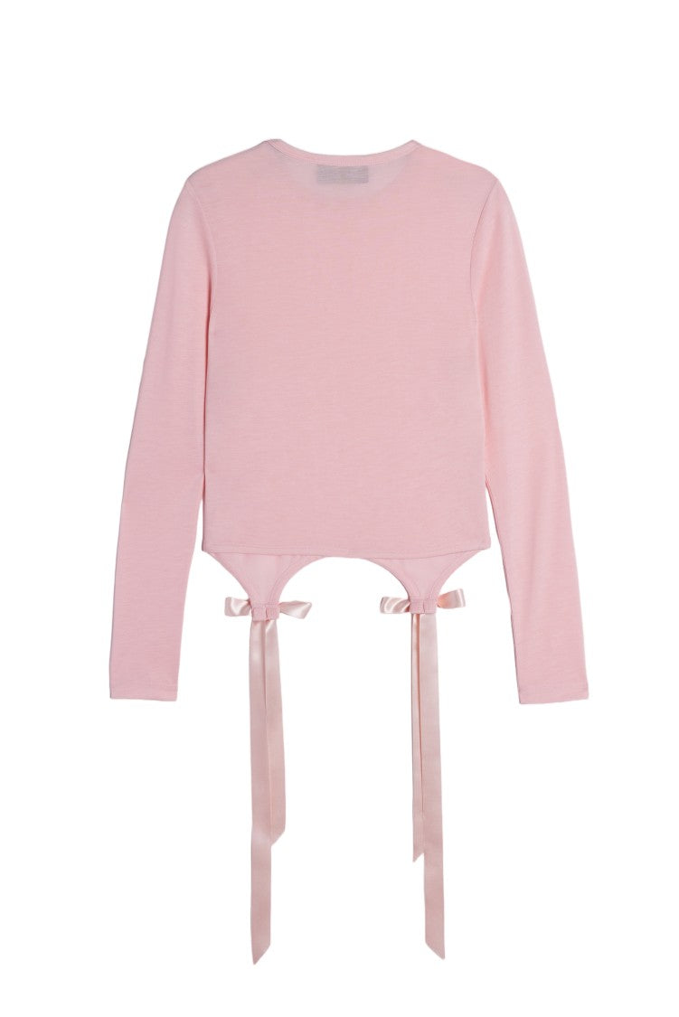 Simone Rocha Pink Bow Tail Easy Decorative T-Shirt