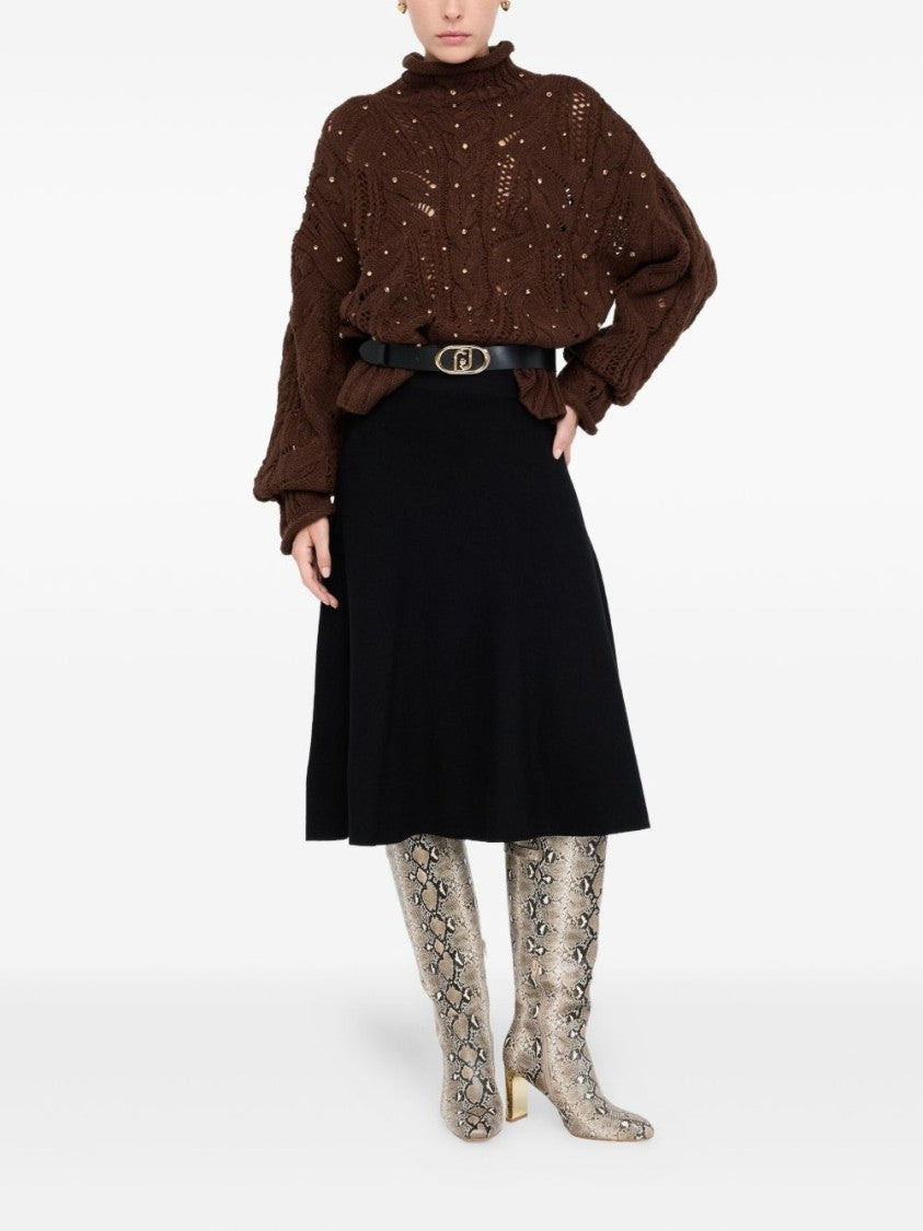 Liu Jo Brown Sweater With Cable Knit