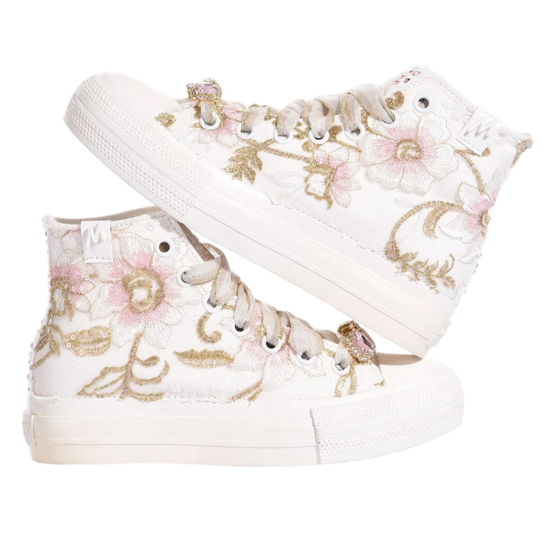 Mimanera Embroidered Platform Sneakers With Regal Embellishments