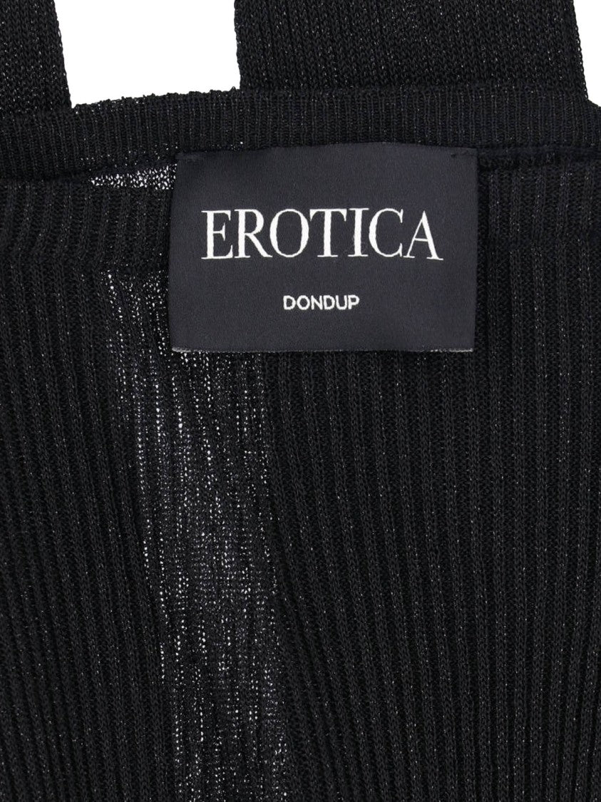 Dondup Black Lurex Knit Ribbed Leggings
