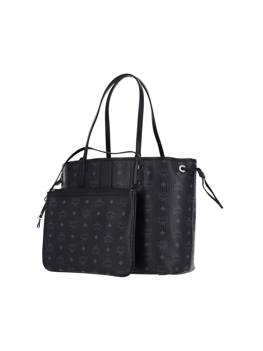 Mcm "Liz" Small Reversible Tote Bag, In Black "Visetos"