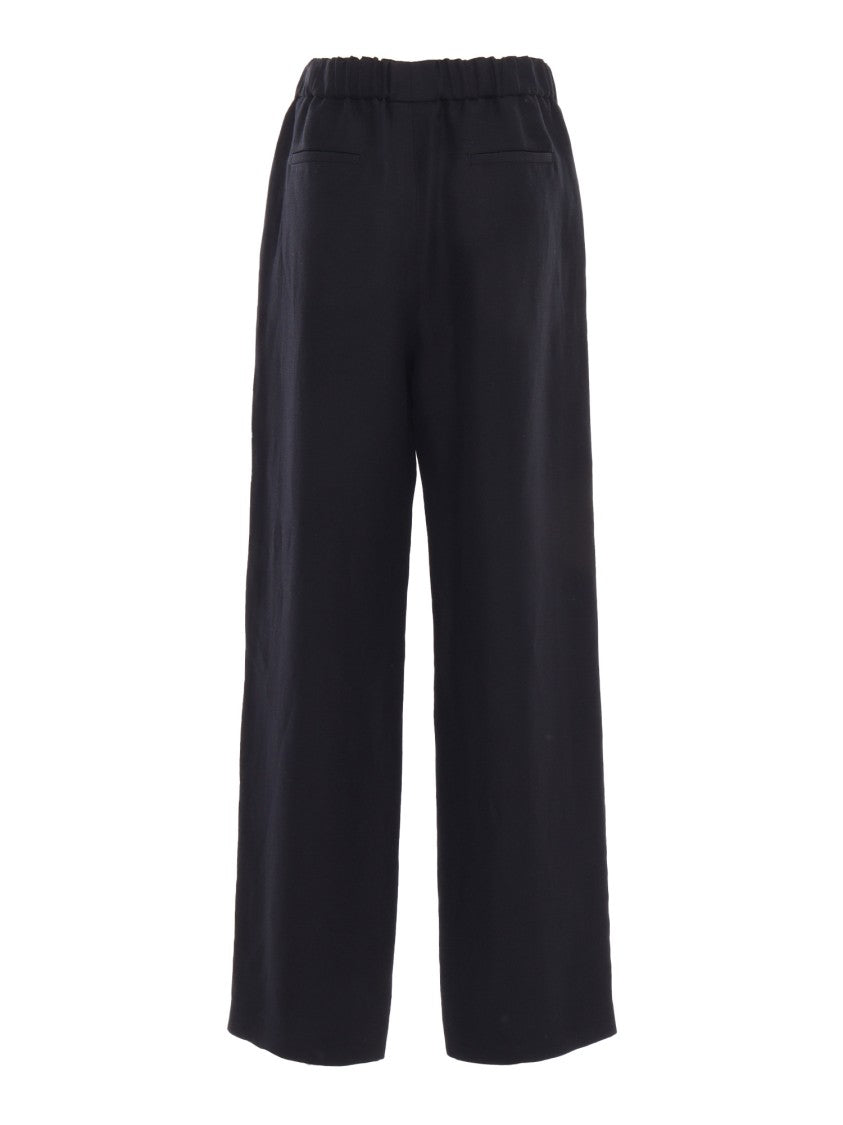 Fabiana Filippi Fluid Black Viscose Linen Jogging Trousers