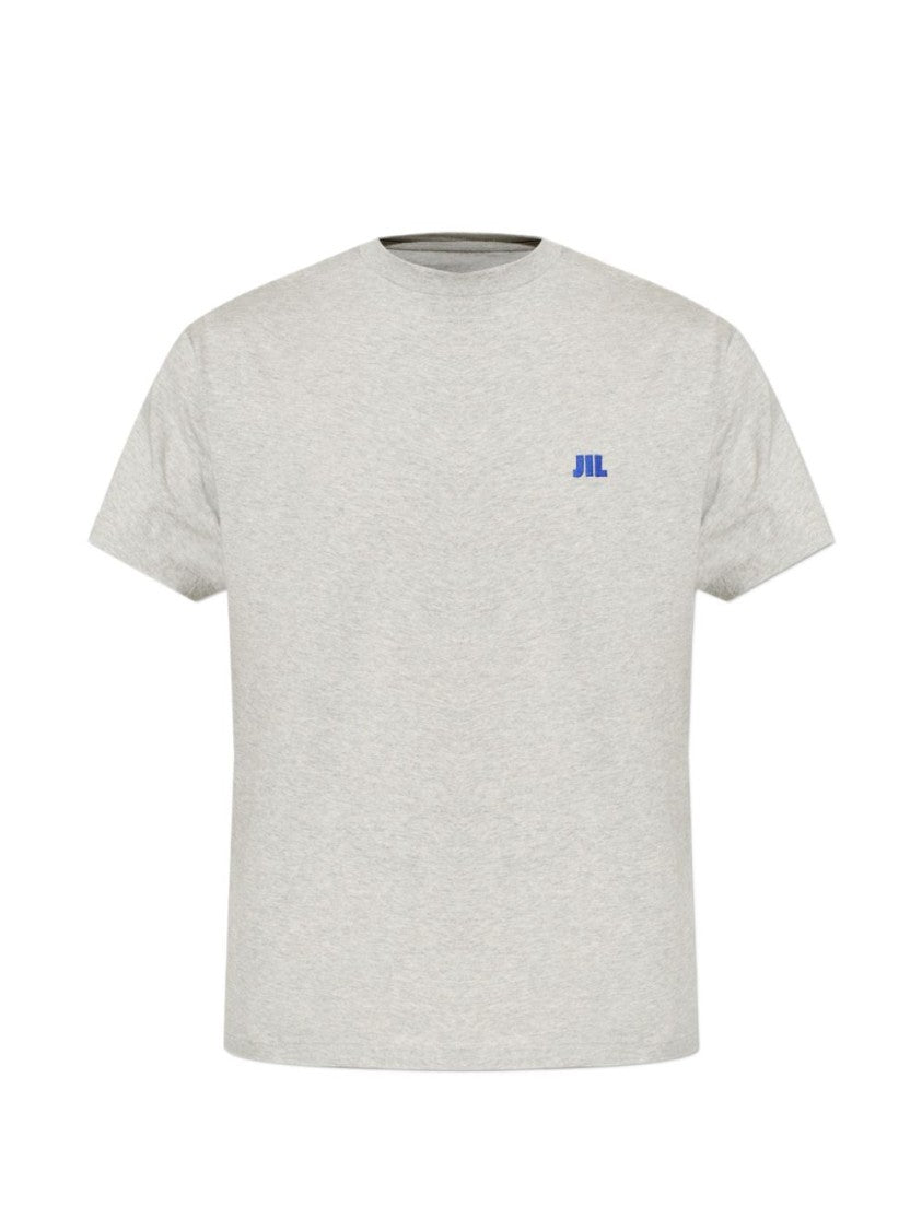 Jil Sander Grey Heathered Bold Blue Logo T-Shirt