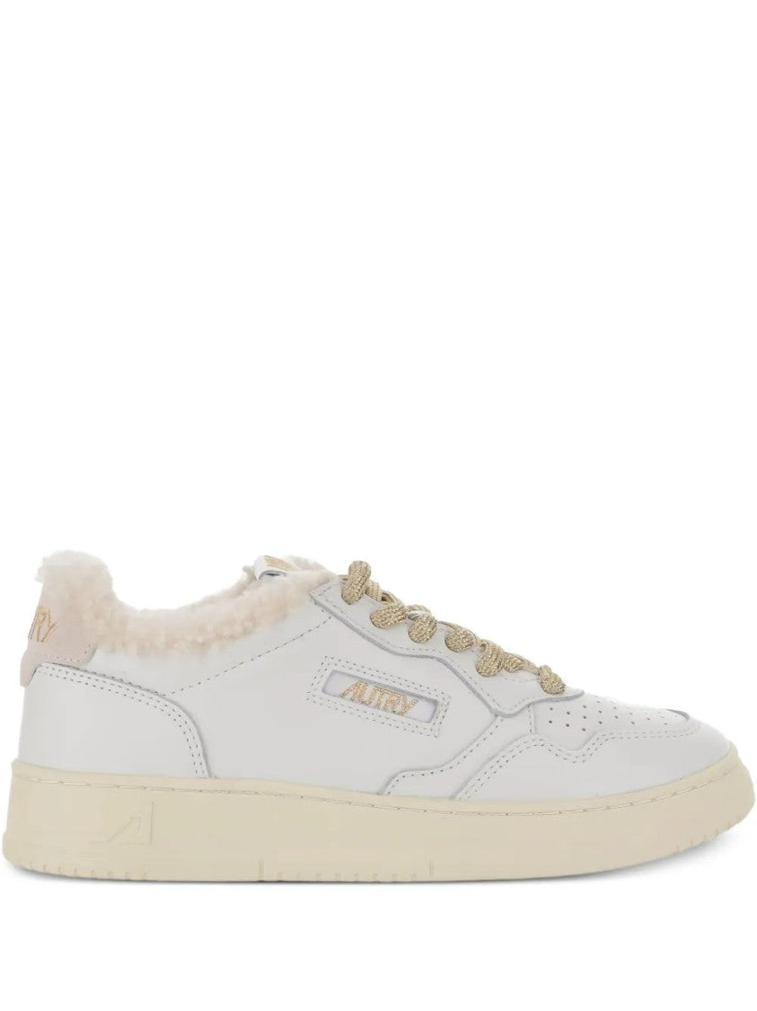 Autry Medalist Shearling-Trimmed Leather Sneakers