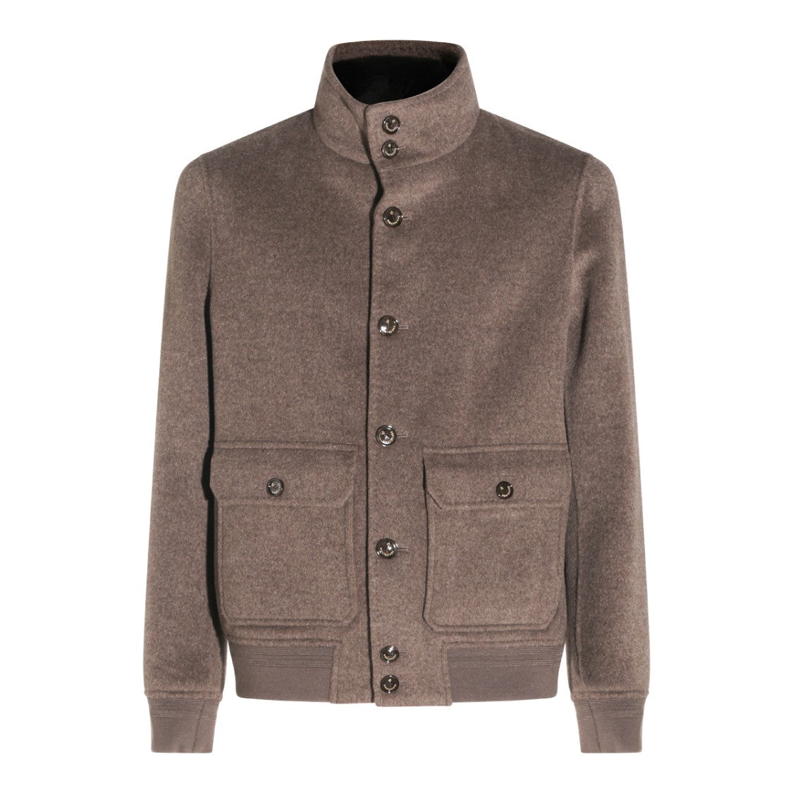 Montecore Taupe Suede Casual Jacket With High Neck And Fitted Finish