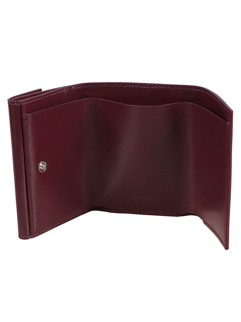 Jil Sander Burgundy Leather Wallet With Snap Closure