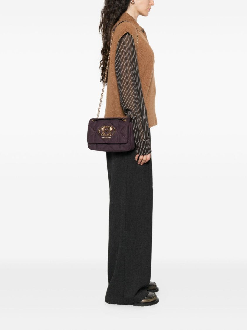 Love Moschino Violet Quilted Shoulder Bag With Gold Accents