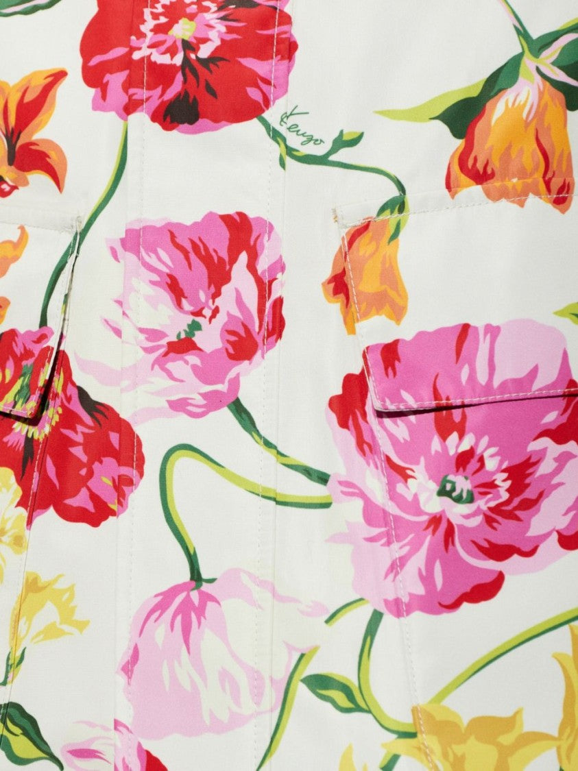 Kenzo Floral Print Hooded Zip-Front Jacket