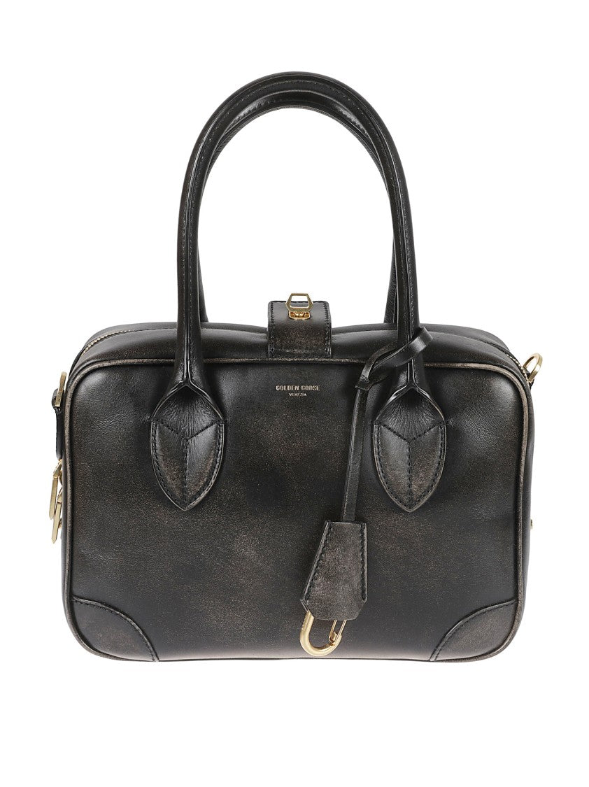 Golden Goose Hammered Leather Tote Bag With Gold Accents