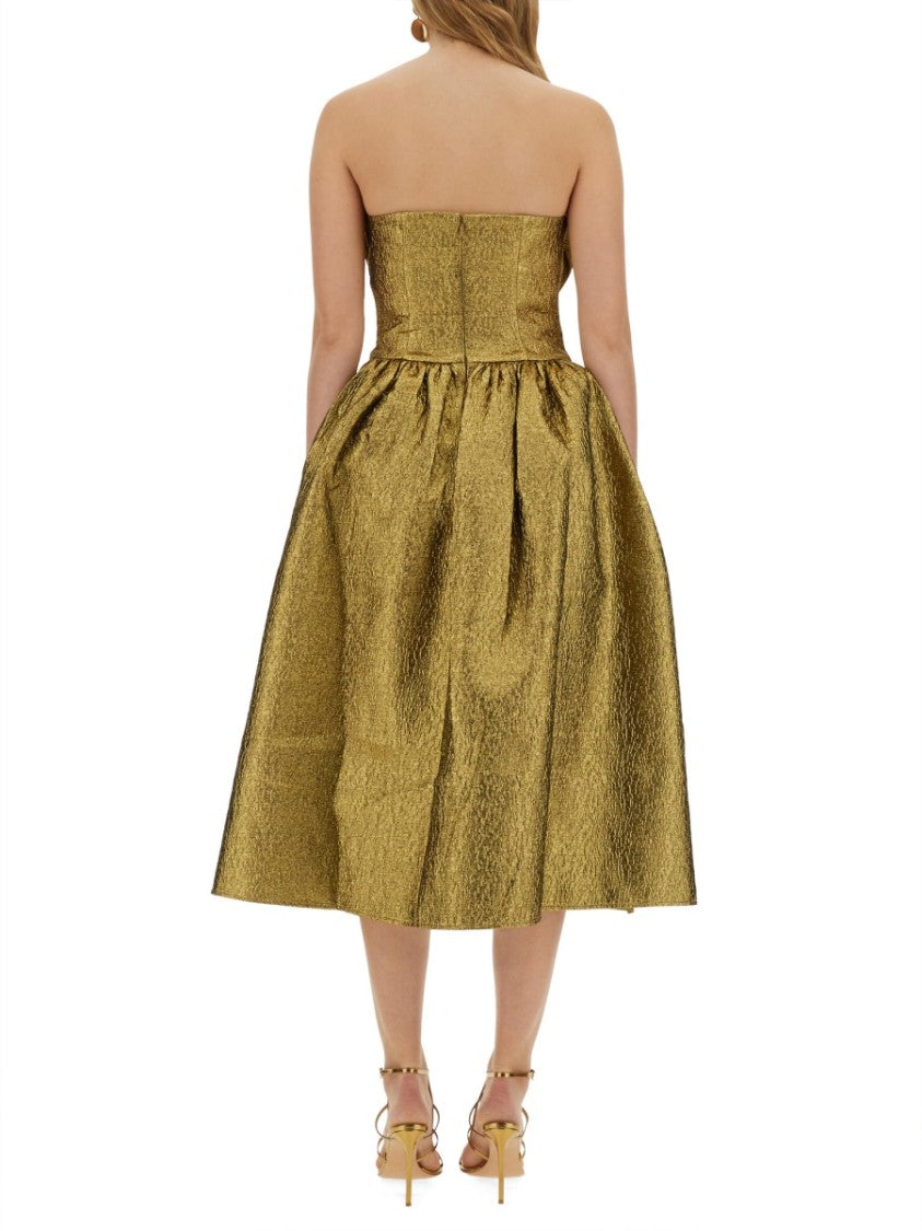 Self-Portrait Metallic Jacquard Midi Dress