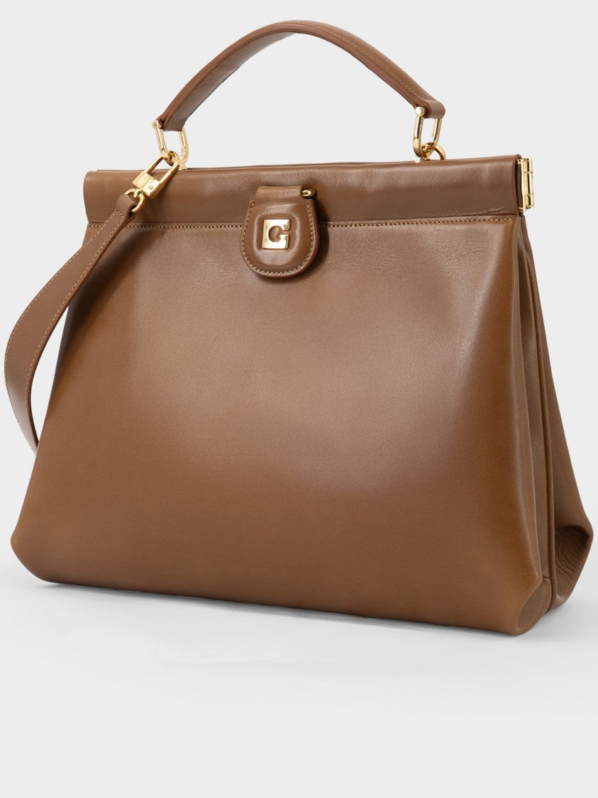 Gherardini 1212 Structured Warm Brown Polished Handbag