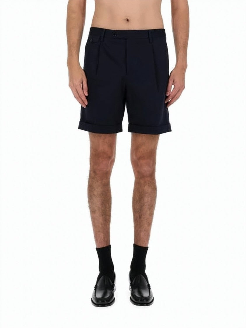Lardini Tailored Blue Shorts With Cuffed Hems