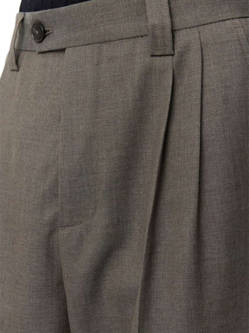 Mfpen High-Waisted Brown Trousers With Pleated Front