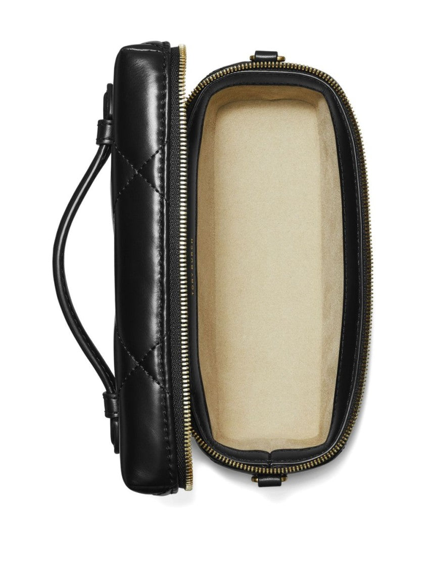 Tory Burch Quilted Compact Handbag With Gold Hardware