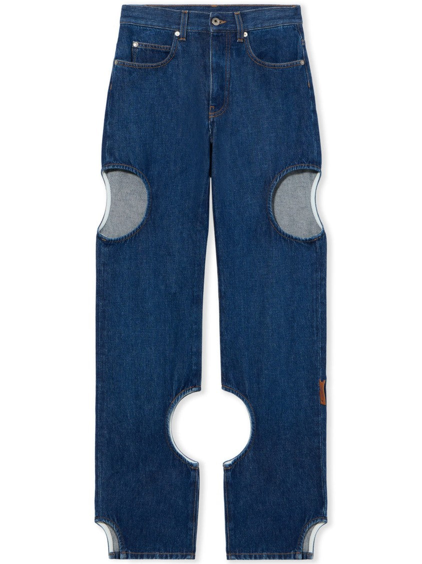 Off-White Blue Meteor Denim Straight Leg Cutout Jeans