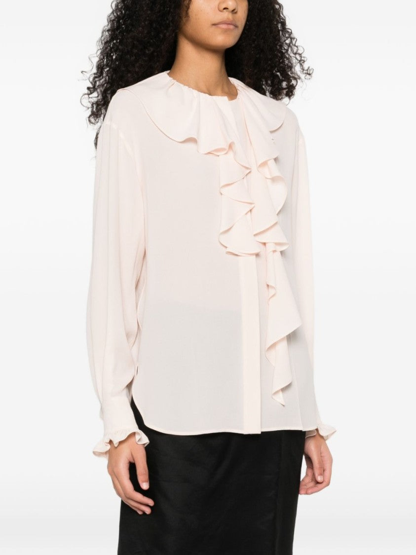 Alexander Mcqueen Soft Silk Blouse With Cascading Ruffles