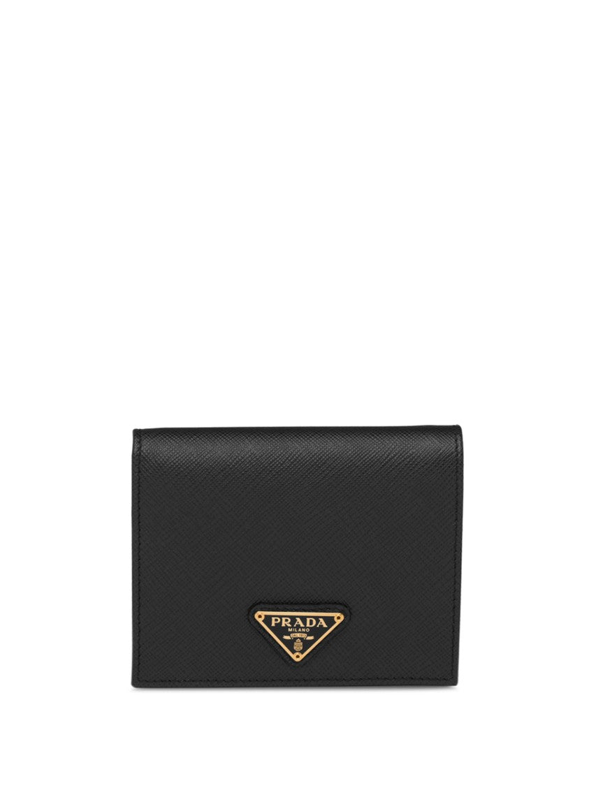 Prada Portafoglio Saffiano Leather Triangular Wallet